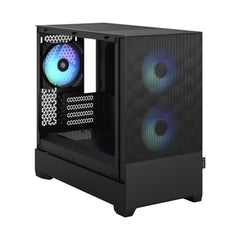 Fractal Design Pop Mini Air RGB (Black TG) Gaming Case w/ Clear Glass Window, Micro ATX, Hexagonal Mesh Front, 3 RGB Fans & ARGB Controller