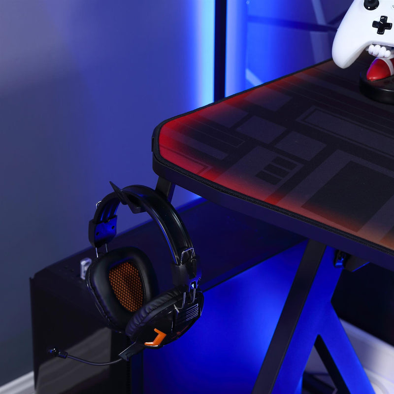 X Rocker Lumio Compact Gaming Desk with 3 Sided app-controlled LED Lighting - Black