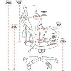 X Rocker | Maverick Height Adjustable Office Gaming Chair with Natural Lumbar support - Red/Black