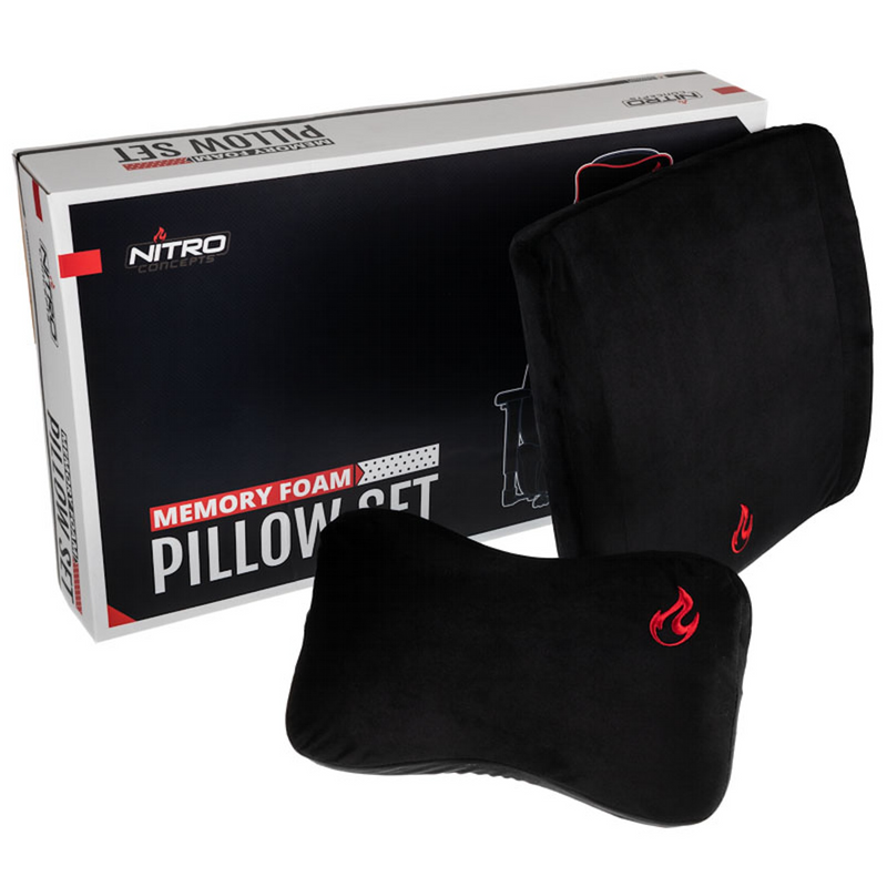 Nitro Concepts Memory Foam Pillow Set - Black/Red