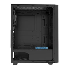 CIT Galaxy Black Mid-Tower PC Gaming Case with 1 x LED Strip 1 x 120mm Rainbow RGB Fan Included Tempered Glass Side Panel