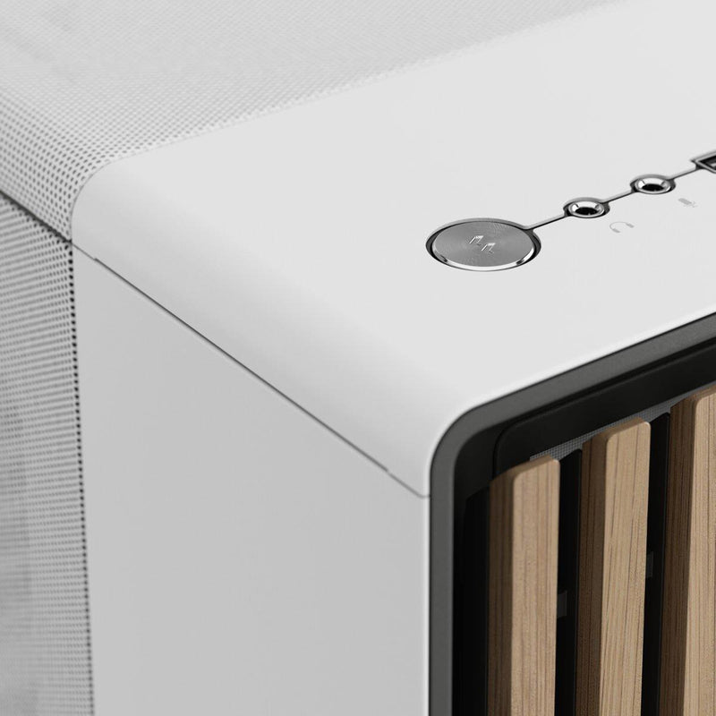 Fractal Design North Chalk White (White Solid) Case, ATX, Fine Mesh Side, 2 Fans, USB-C, Oak Front