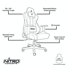 Nitro Concepts S300 Fabric Gaming Chair - Radiant White