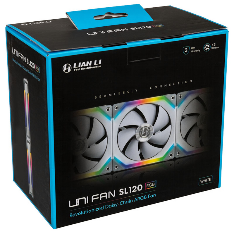 Lian-Li UNI SL120 Addressable RGB White 120mm Fan Triple Pack with Controller