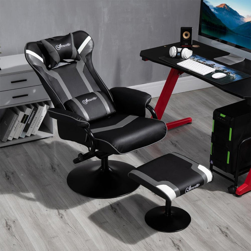 Vinsetto Gaming Chair and Footrest Set - Black/Grey