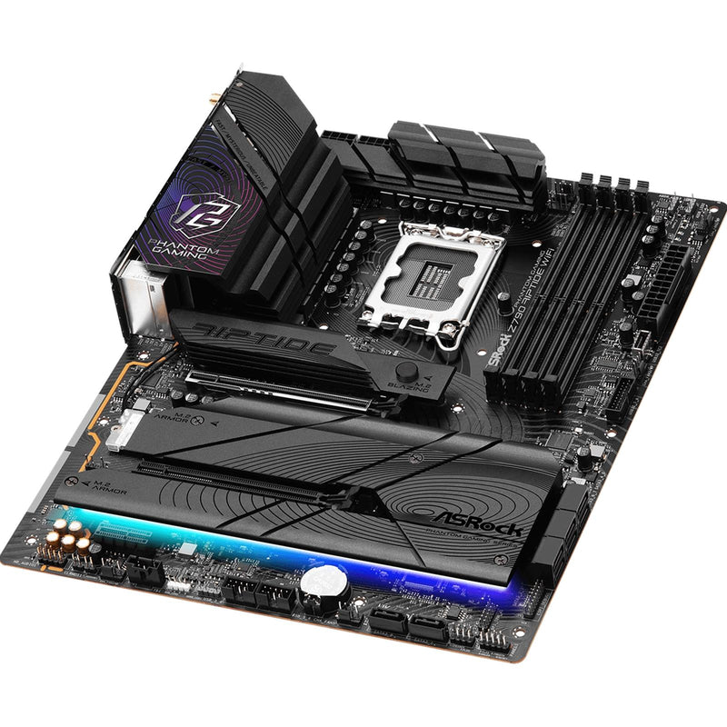 ASRock Z790 RIPTIDE WIFI Motherboard, Intel Socket LGA1700, Supports 14th, 13th & 12th Gen, 1x PCIe 5.0 x16, 1x PCIe 4.0 x16, PCIe 3.0 x1, ATX, USB 3.2 Gen2x2, Killer 2.5G LAN, Hyper M.2 PCIe Gen4 x 8 & SATA3, 802.11be WiFi 7 + Bluetooth