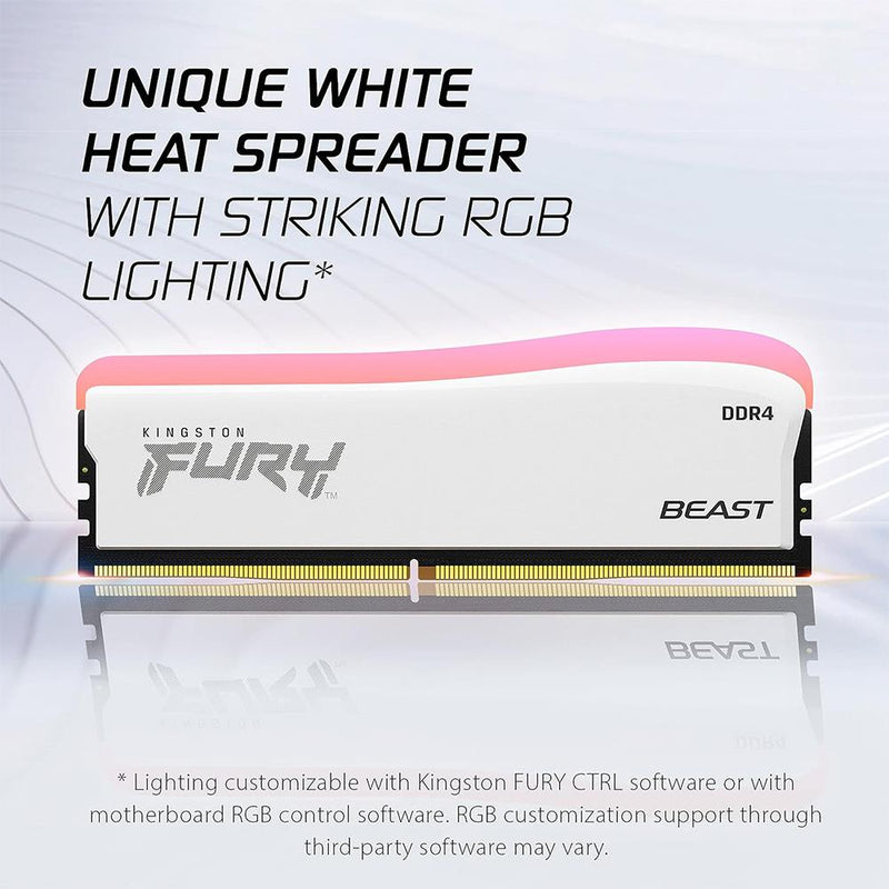 Kingston FURY Beast 16GB (2 x 8GB), DDR4, 3200 MHz, RGB - White