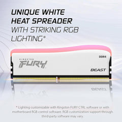 Kingston FURY Beast 16GB (2 x 8GB), DDR4, 3200 MHz, RGB - White