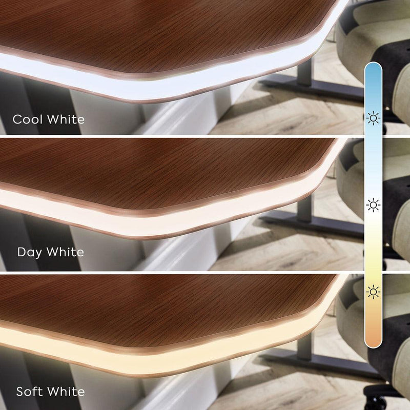 XR Living - Oka Office Desk with LED Lights & Wireless Charging - Walnut Effect