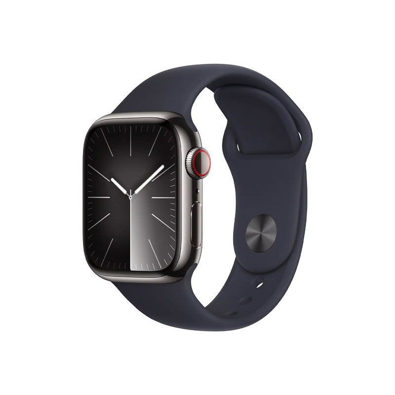 Apple Watch Series 9 GPS + Cellular, 41 mm, Band Size: M/L - Graphite Stainless Steel (MRJ93QA/A)