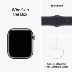 Apple Watch Series 9 GPS + Cellular, 41 mm, Band Size: M/L - Graphite Stainless Steel (MRJ93QA/A)