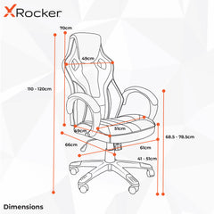 X Rocker | Maverick Height Adjustable Office Gaming Chair with Natural Lumbar support - Blue/Black