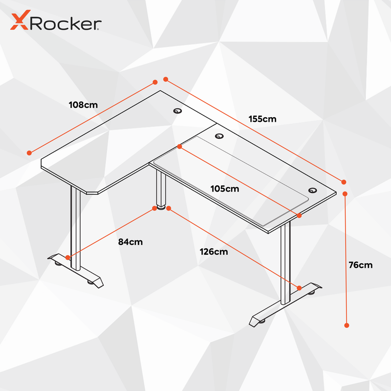 X Rocker | Panther XL Corner Gaming Desk With Smooth-Glide Mousepad - REVERSIBLE