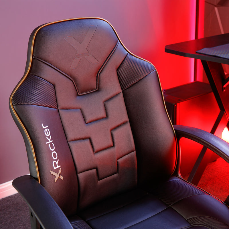 X Rocker | Saturn Mid-Back Wheeled Esport Gaming Chair for Juniors and Teens - Black/Gold