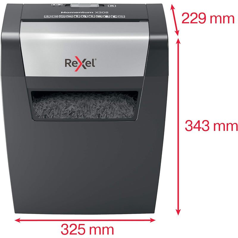 Rexel Momentum X308 (15L) P-3 Cross Cut Shredder - Black