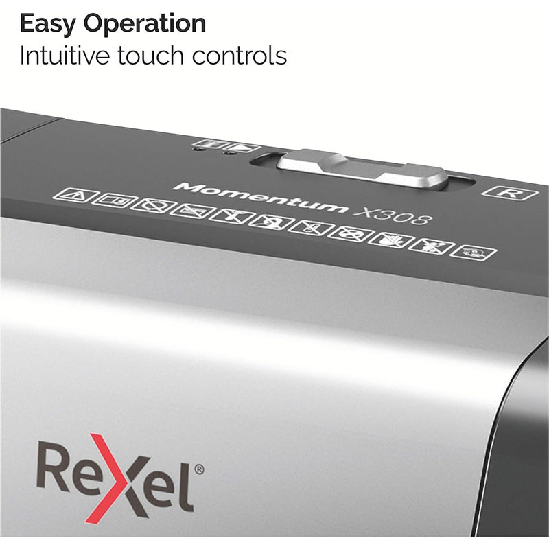 Rexel Momentum X308 (15L) P-3 Cross Cut Shredder - Black