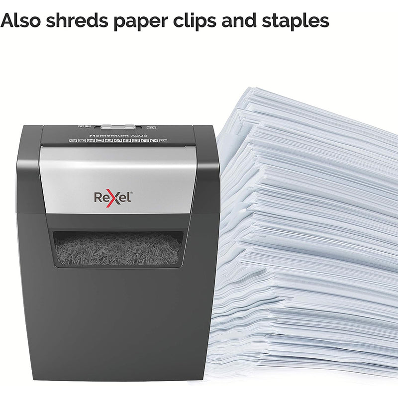 Rexel Momentum X308 (15L) P-3 Cross Cut Shredder - Black