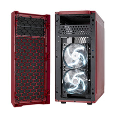 Fractal Design Focus G (Mystic Red) Gaming Case w/ Clear Window, ATX, 2 White LED Fans, Kensington Bracket, Filtered Front, Top & Base Air Intakes