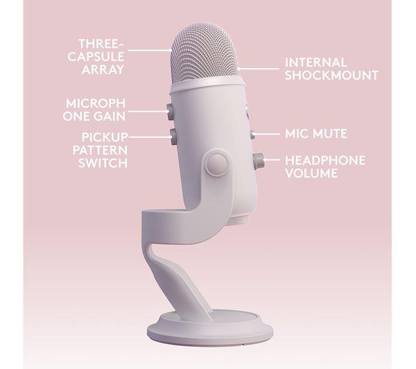 Blue Yeti Aurora USB Streaming Microphone - White Mist ( 988-000533)