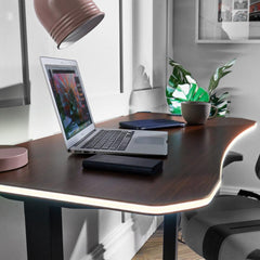 XR Living - Oka Office Desk with LED Lights & Wireless Charging - Walnut Effect