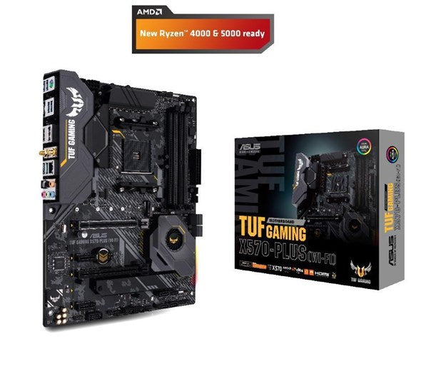 Asus TUF GAMING X570-PLUS (Wi-Fi), AMD X570 Motherboard, AM4, ATX, 4 DDR4, HDMI, DP, XFire, Wi-Fi, PCIe4, RGB Lighting, M.2