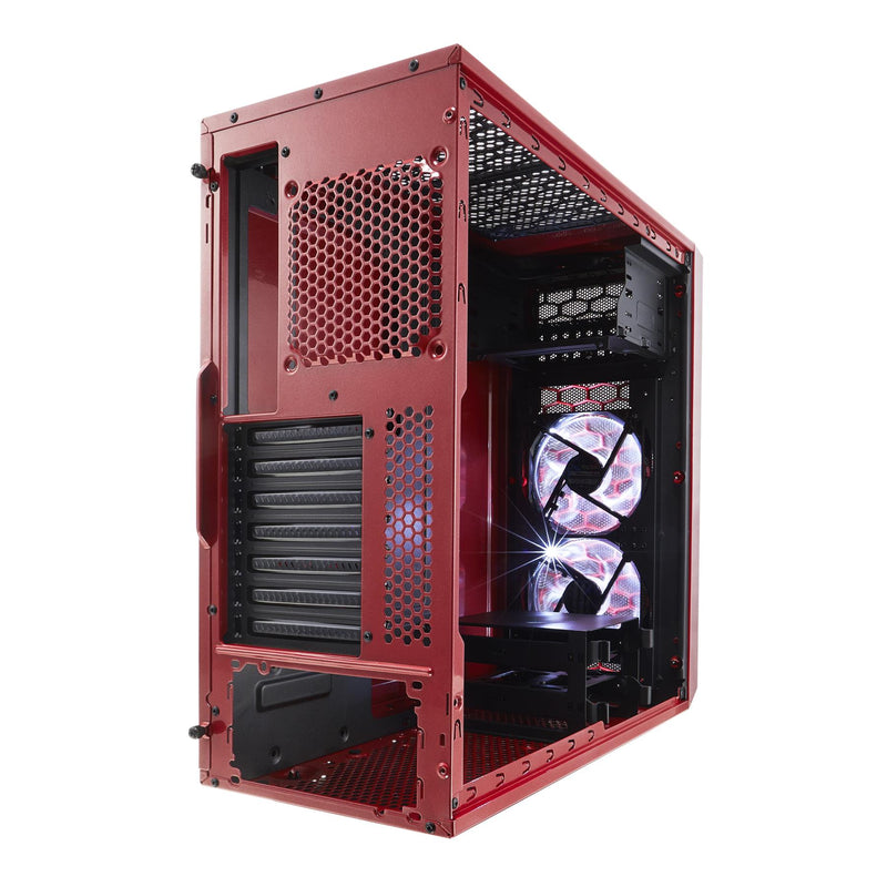 Fractal Design Focus G (Mystic Red) Gaming Case w/ Clear Window, ATX, 2 White LED Fans, Kensington Bracket, Filtered Front, Top & Base Air Intakes