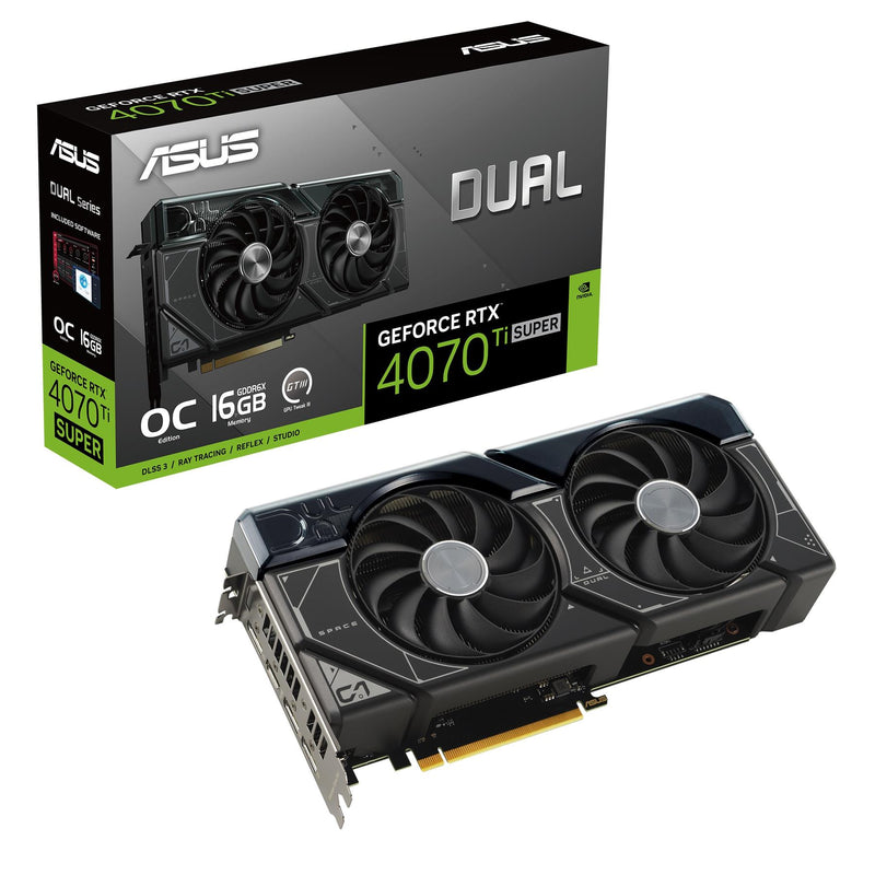 Asus DUAL RTX4070 Ti SUPER OC Graphics Card, 16GB DDR6X, HDMI, 3 DP, 2655MHz Clock, Overclocked