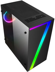 CiT Seven Gaming Case w/ Acrylic Window, Micro ATX, RGB Fan & Front Strip w/Control Button, 240mm Radiator Support