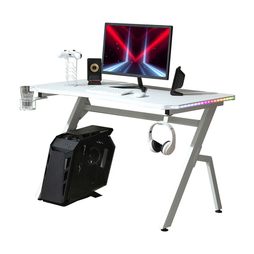 Xtreme Gaming Desk With Led Lights And Usb Ports White - Ntense