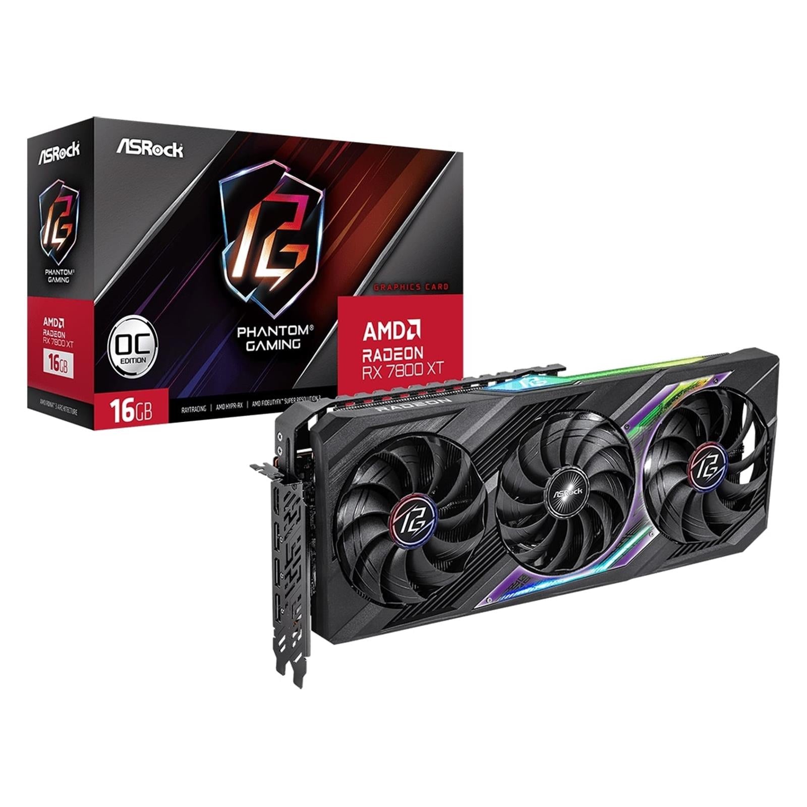 ASRock AMD Radeon RX7800 XTPhantom Gaming 16GBOC Graphics Card, GDDR6 ...