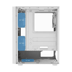 CIT Galaxy White Mid-Tower PC Gaming Case with 1 x LED Strip 1 x 120mm Rainbow RGB Fan Included Tempered Glass Side Panel