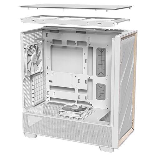 Antec FLUX Mid Tower PC Case - White/Wood