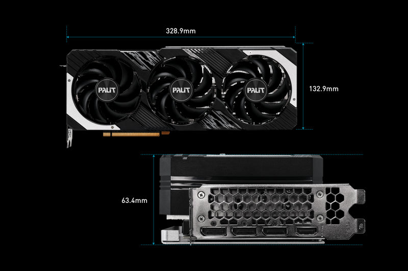 Palit RTX4070 Ti GamingPro, PCIe4, 12GB DDR6X, HDMI, 3 DP, 2610MHz Clock, RGB Lighting