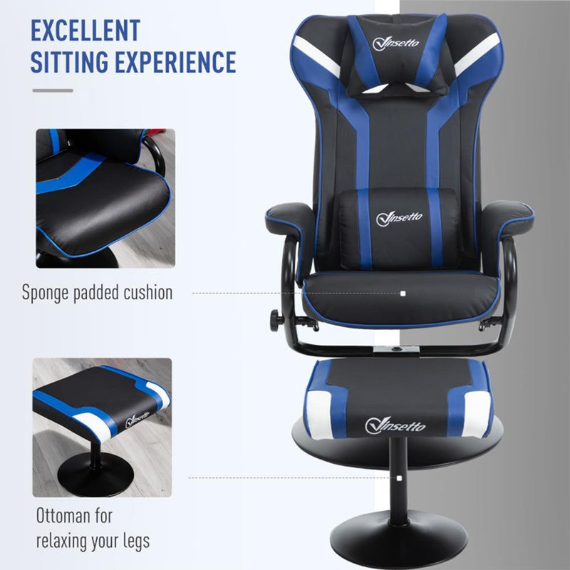 Vinsetto Gaming Chair and Footrest Set - Black/Blue