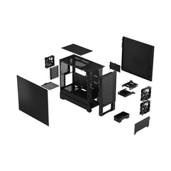 Fractal Design Pop Air (Black TG) Gaming Case w/ Clear Glass Window, ATX, Hexagonal Mesh Front, 3 Fans