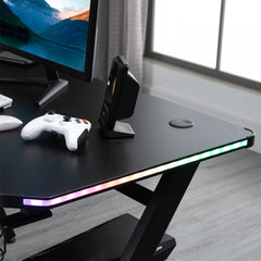 HOMCOM Gaming Desk Racing Style with RGB Lights - Black