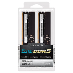 Team Elite 32GB DIMM System Memory, DDR5, 4800MHz, 2 x 16GB