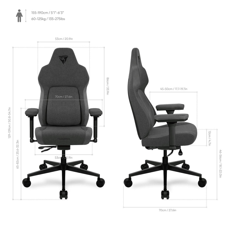 ThunderX3 CORE Smart Fabric Gaming Chair - Loft Dark Grey