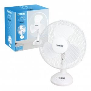 ValueX 12 Inch/305mm 3 Speed Tilting Oscillating Desk Fan White