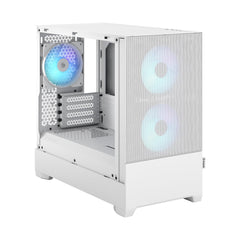 Fractal Design Pop Mini Air RGB (White TG) Gaming Case w/ Clear Glass Window, Micro ATX, Hexagonal Mesh Front, 3 RGB Fans & ARGB Controller