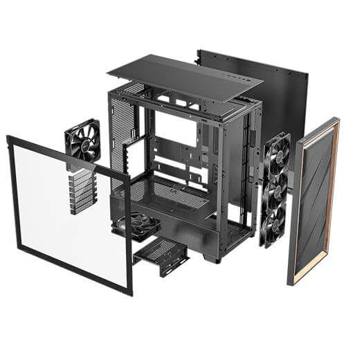 Antec FLUX Mid Tower PC Case - Black/Wood