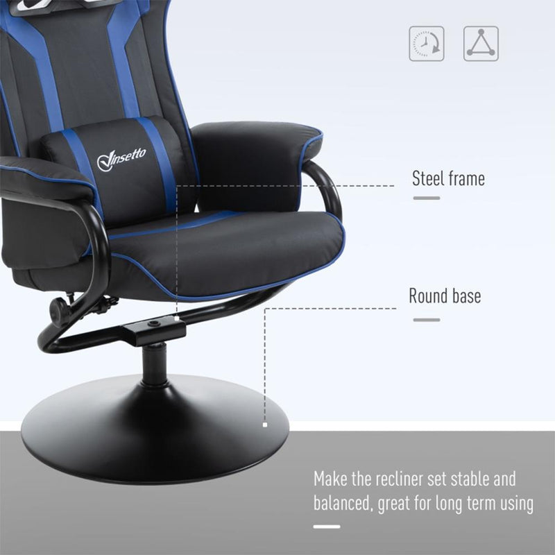 Vinsetto Gaming Chair and Footrest Set - Black/Blue