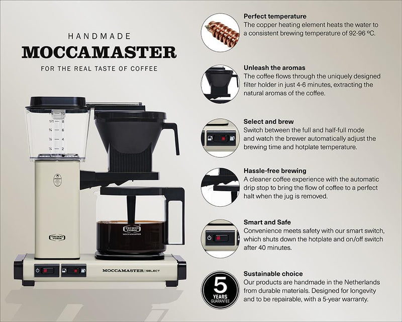 Moccamaster KBG Select Coffee Machine - Matt White