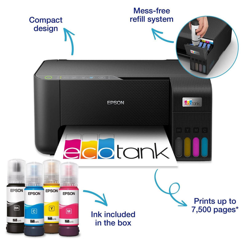 Epson EcoTank ET-2862 Multifunction Wi-Fi Ink Tank Printer, Colour, Wireless, All-in-One, A4 (C11CJ67427)