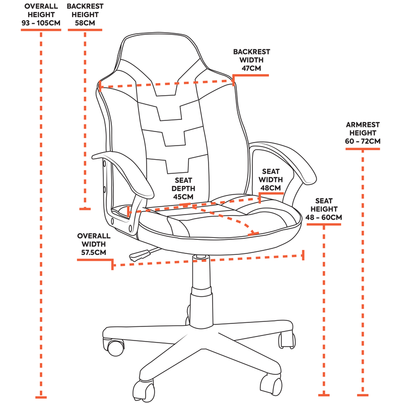 X Rocker | Saturn Mid-Back Wheeled Esport Gaming Chair for Juniors and Teens - Black/Gold