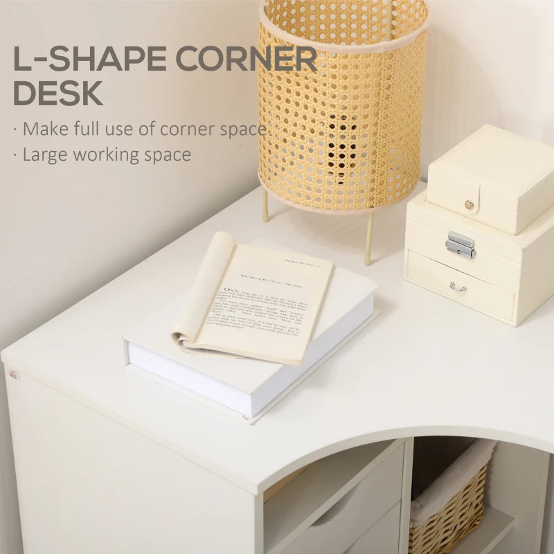 HOMCOM L-Shaped Computer Desk - White