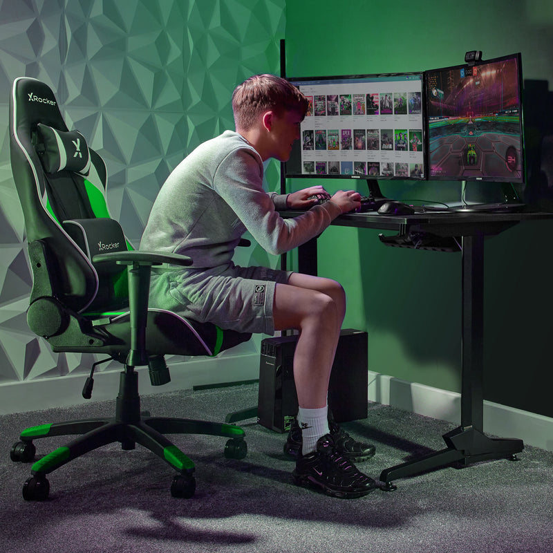 X Rocker | Agility Jr Esport Gaming Chair with Comfort Adjustability for Junior Gamers - Black/Green