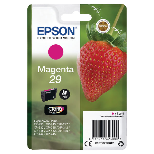 Epson 29 Strawberry Magenta Standard Capacity Ink Cartridge 3ml - C13T29834012