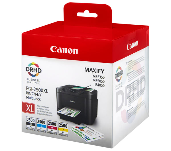 Canon PGI2500XL Black Cyan Magenta Yellow High Yield Ink Cartridge 70ml 3 x 3ml Multipack - 9254B004