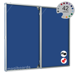 Magiboards Fire Retardant Blue Felt Lockable Noticeboard Display Case Portrait 900x1200mm DD